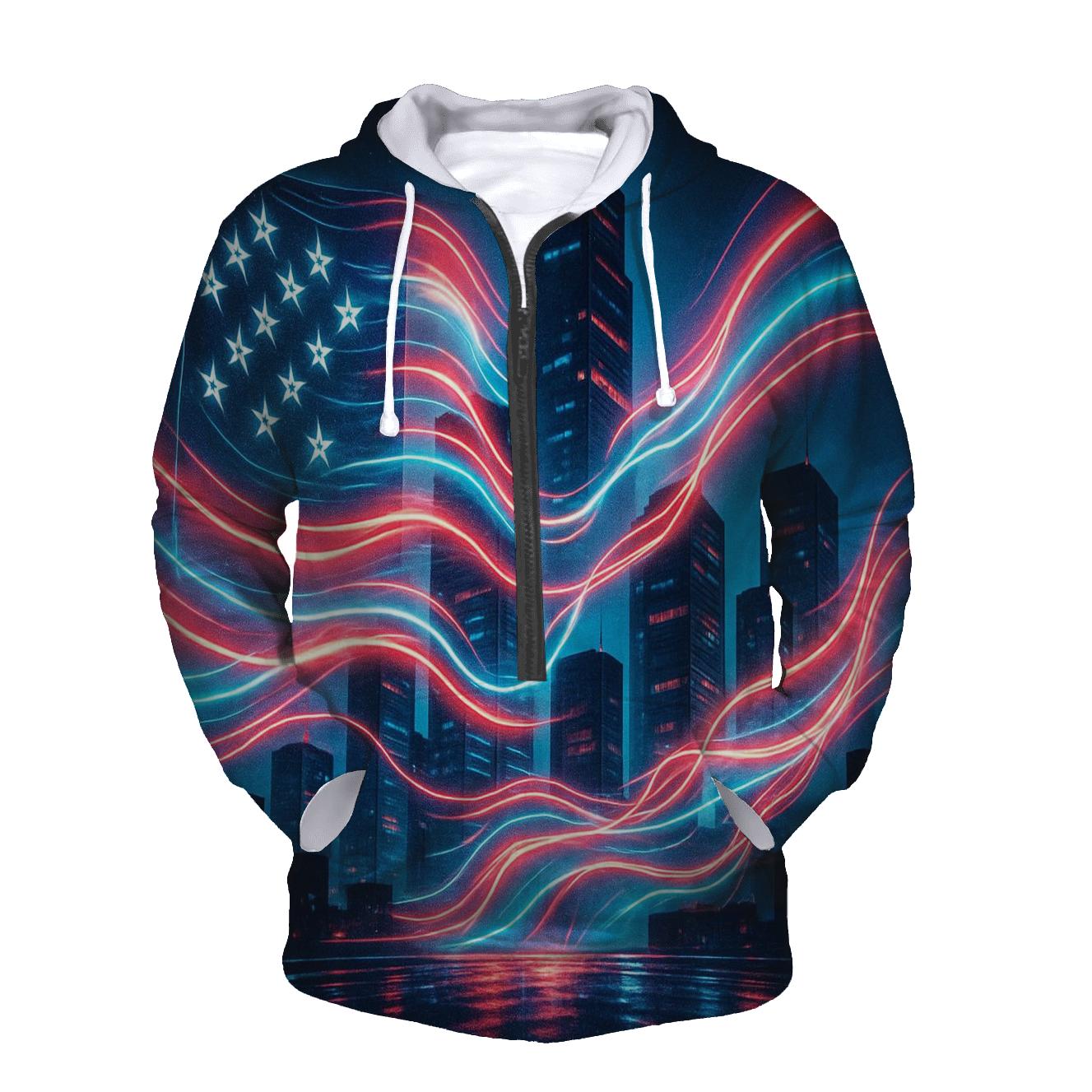 Neon Skyline Flag Drift hoodies fashion