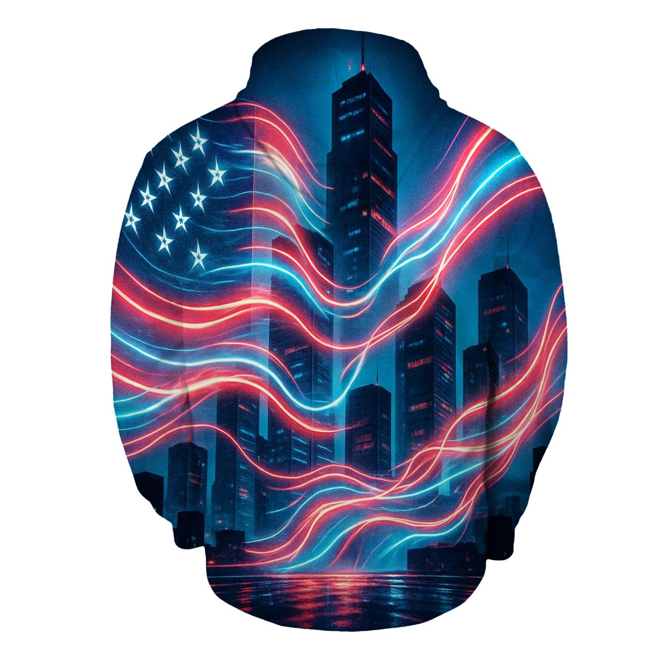 Neon Skyline Flag Drift hoodies fashion