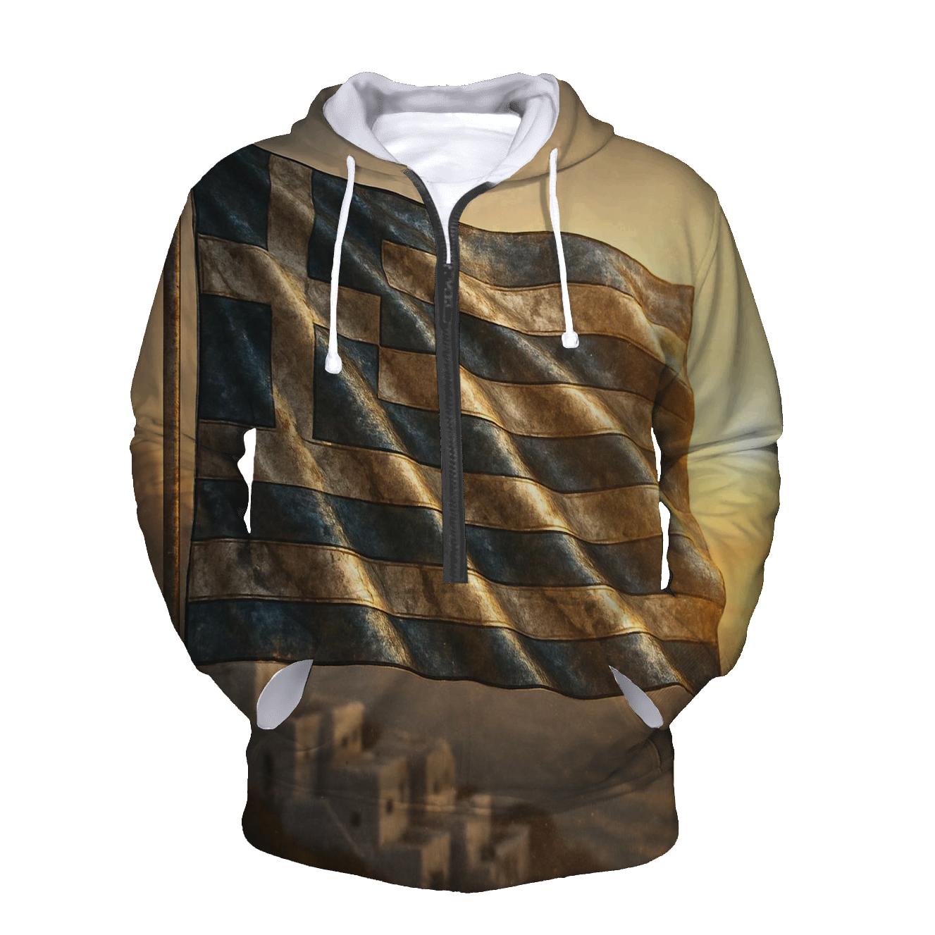Greece Marble Metallic Flag premium hoodies