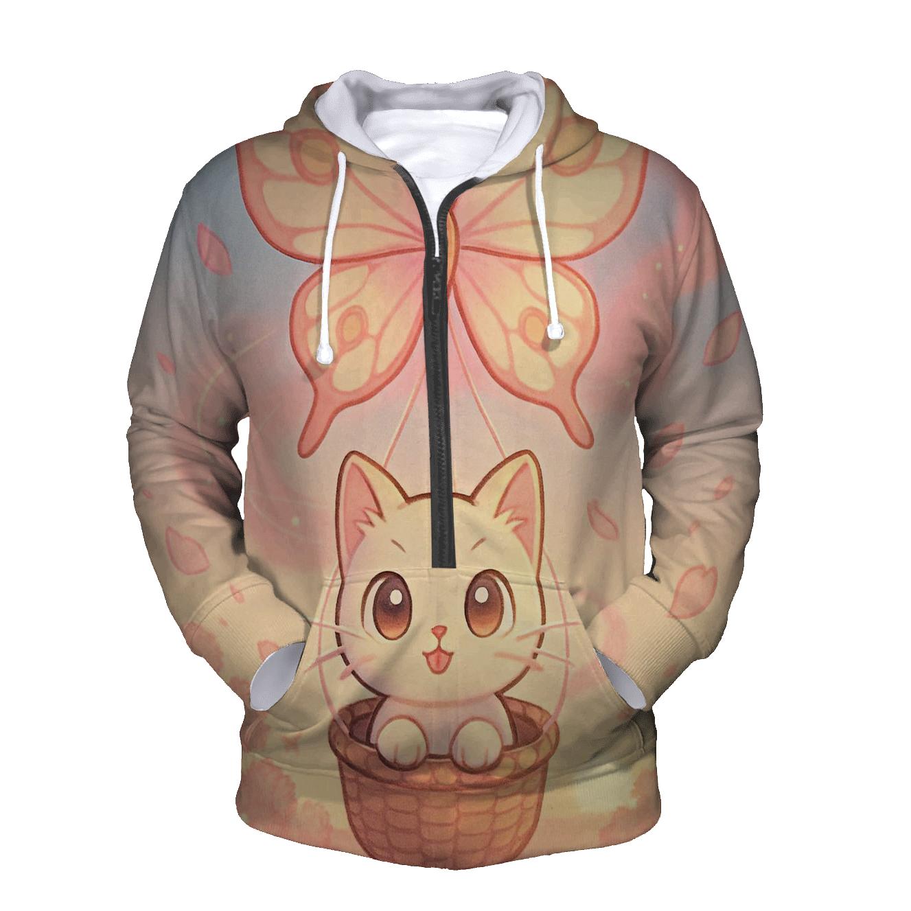 Cherry Blossom Kite Kitty heavyweight hoodies