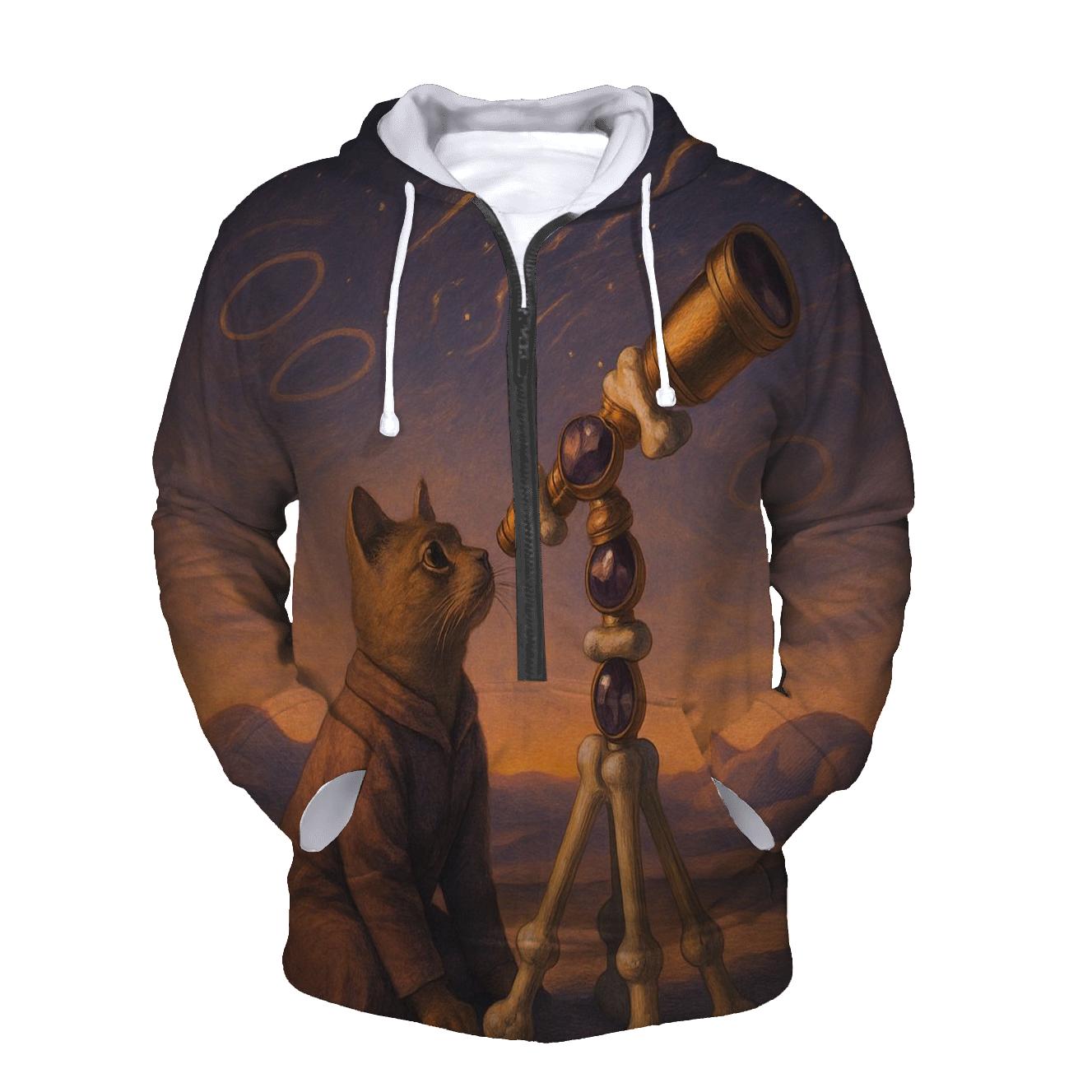 Desert Mirage Astronomer Cat printed hoodies