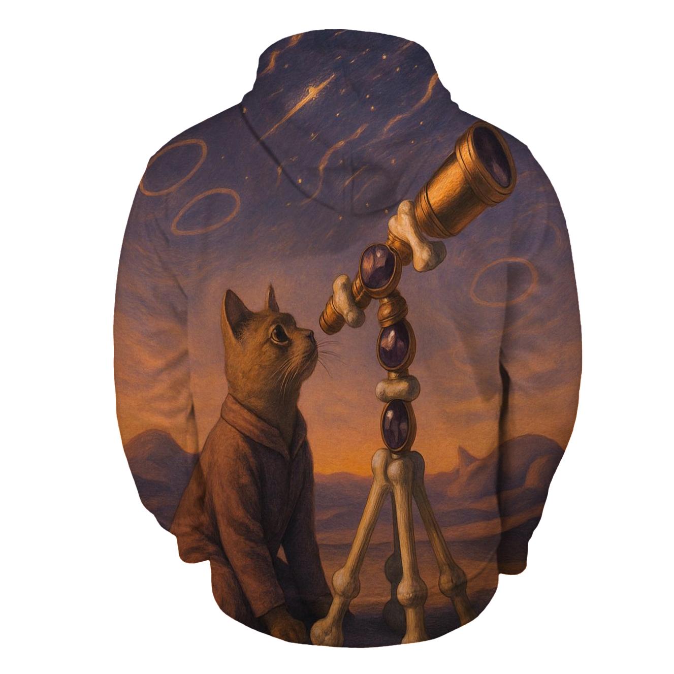 Desert Mirage Astronomer Cat printed hoodies