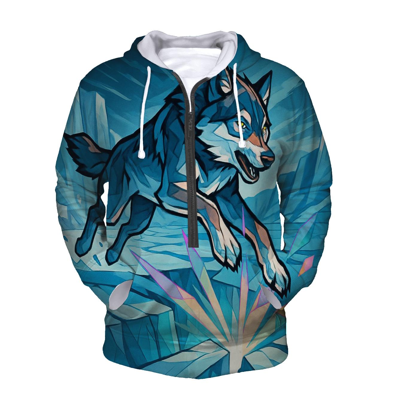 Prismatic Glacier Rift Wolf graphic hoodies