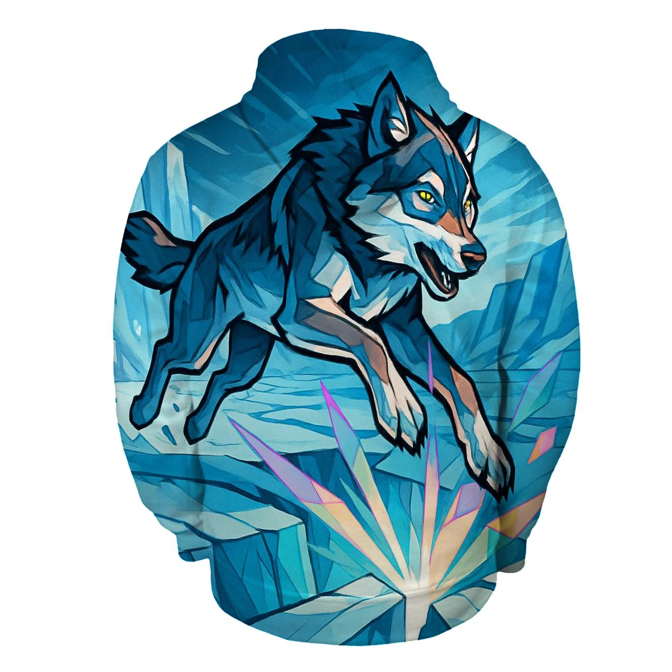 Prismatic Glacier Rift Wolf graphic hoodies