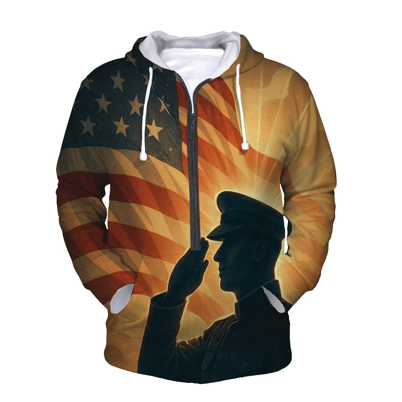 Salute At Sunrise Through Flag Light pullover hoodies