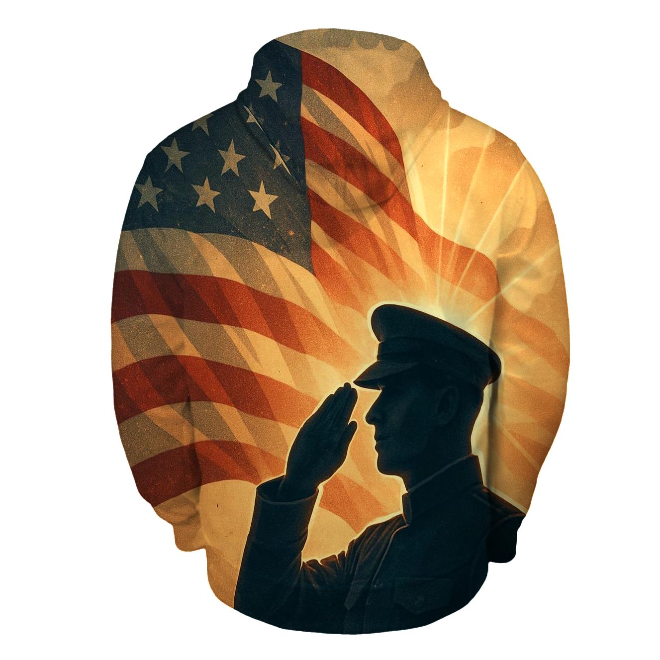 Salute At Sunrise Through Flag Light pullover hoodies