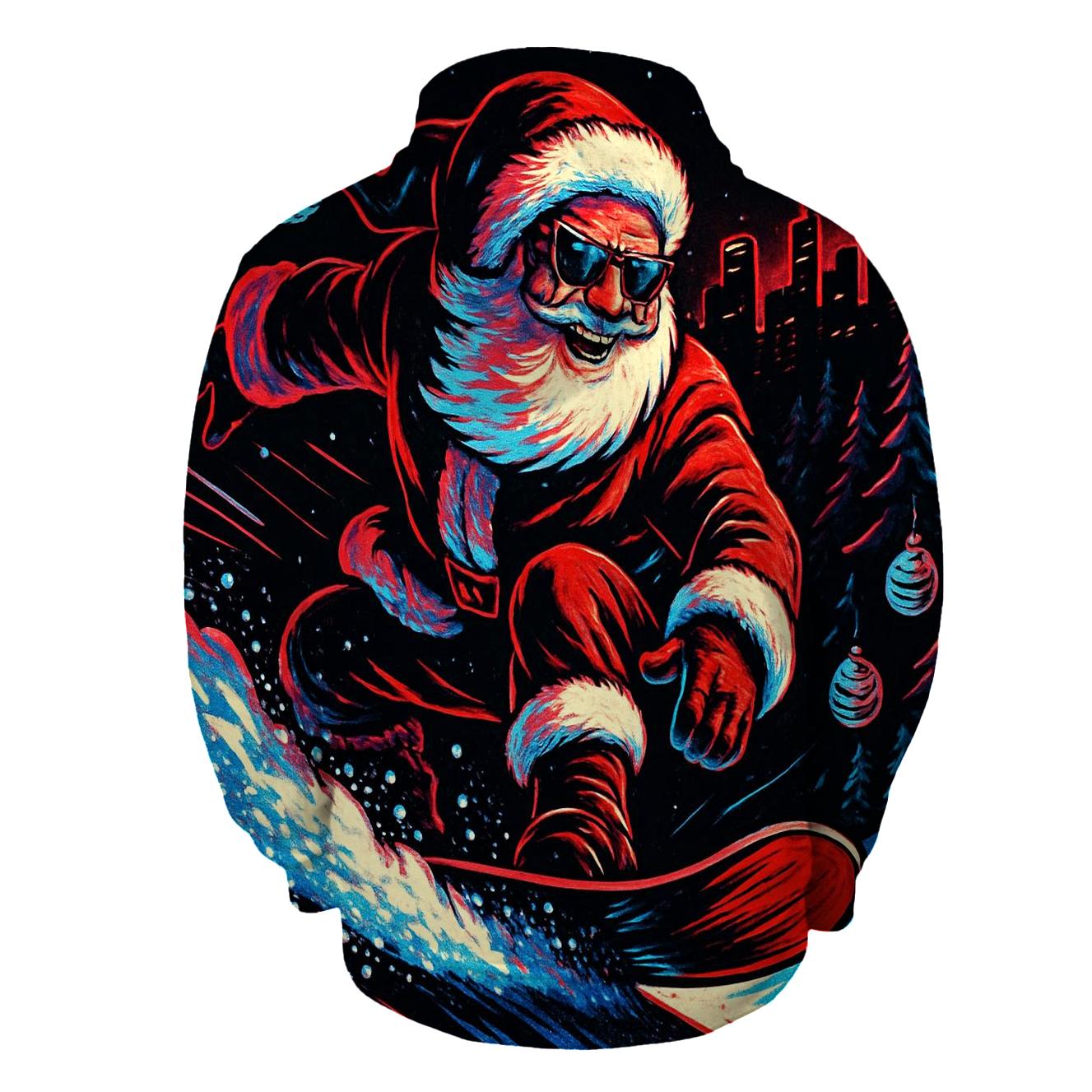 Neon Streetwear Santa On Snowboard hoodie trends