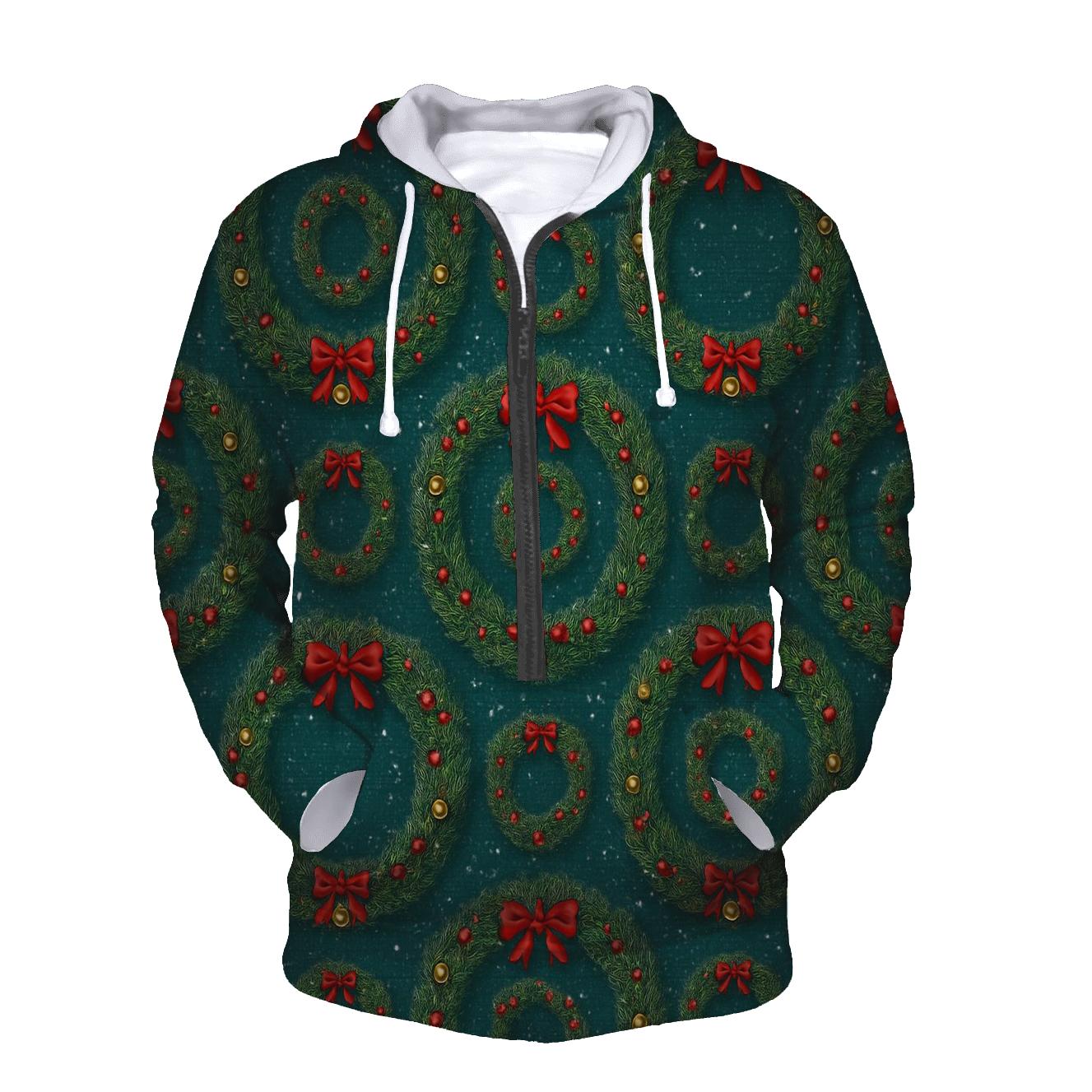 Wreath Ring Concentric Repeat On Teal Background hoodie styles