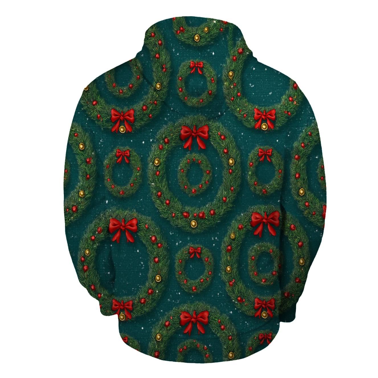 Wreath Ring Concentric Repeat On Teal Background hoodie styles