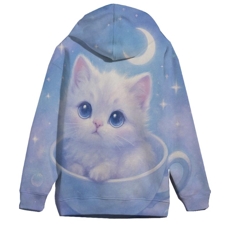 Moonlit Teacup Kitten Orbit hoodie designs