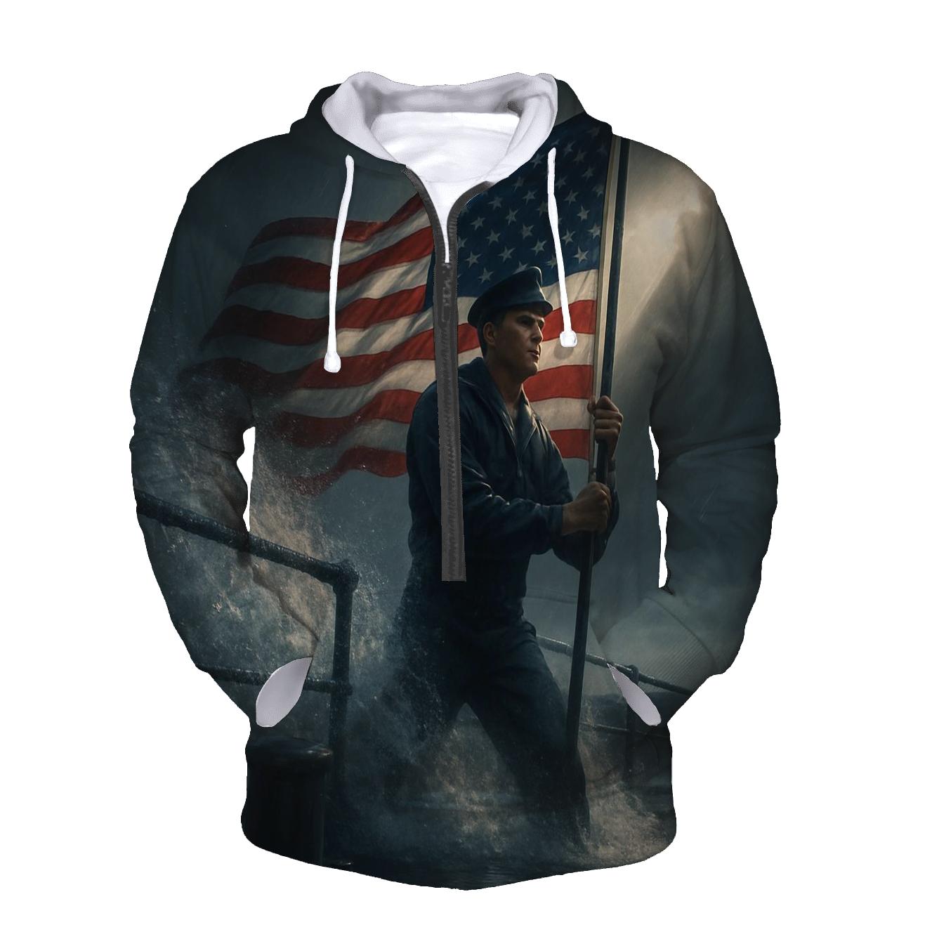 Shipwake Stars And Naval Flag Resolve zip-up hoodies