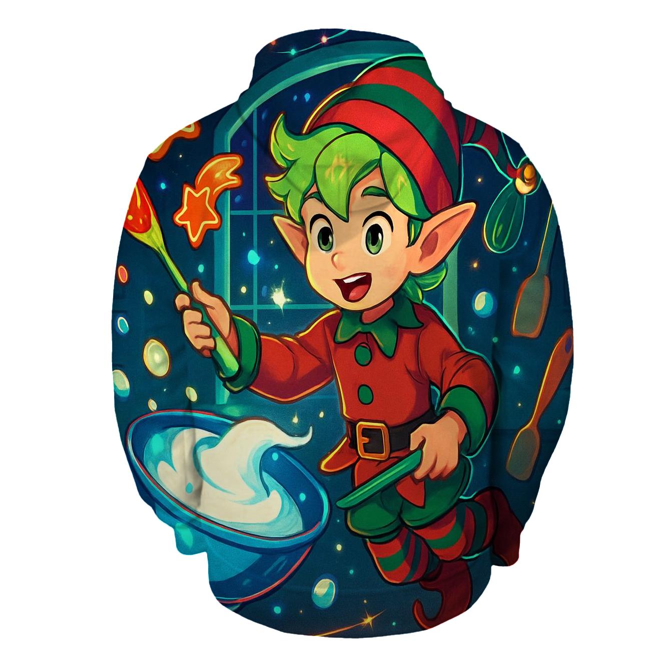 Elf Baking Comet Cookies In Zero Gravity pullover hoodies