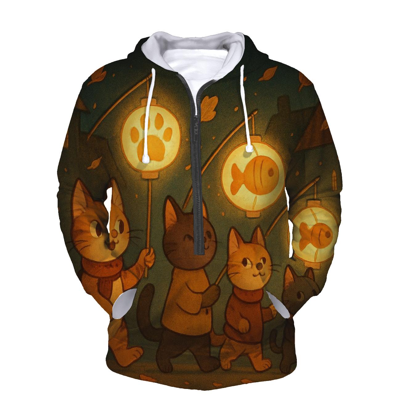 Autumn Lantern Parade Cats custom hoodies
