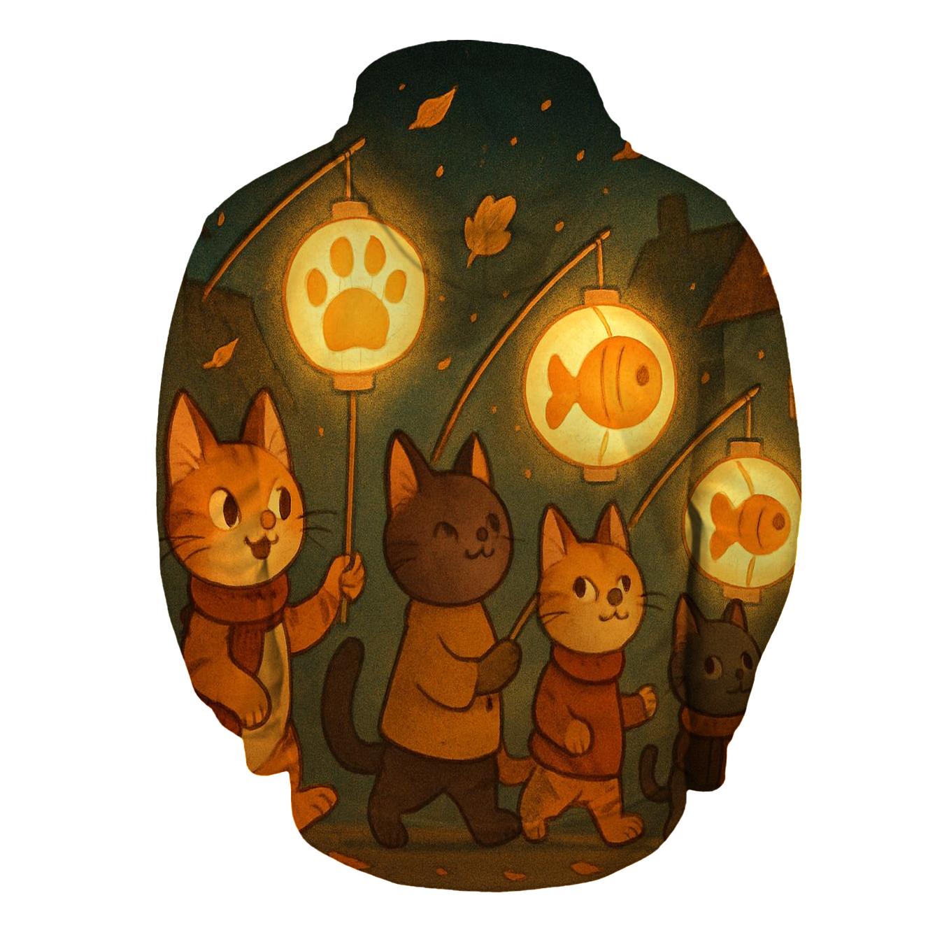 Autumn Lantern Parade Cats custom hoodies