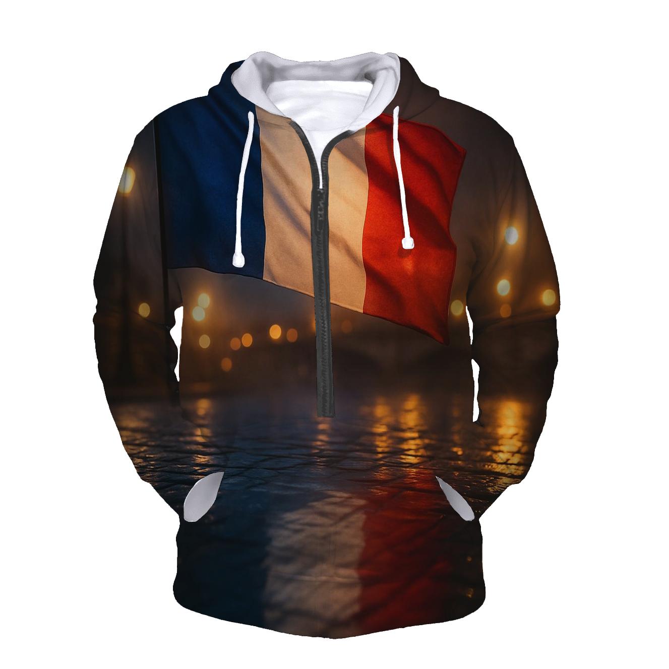 France City Rain Reflection Flag printed hoodies