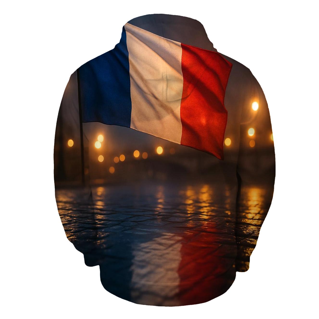 France City Rain Reflection Flag printed hoodies