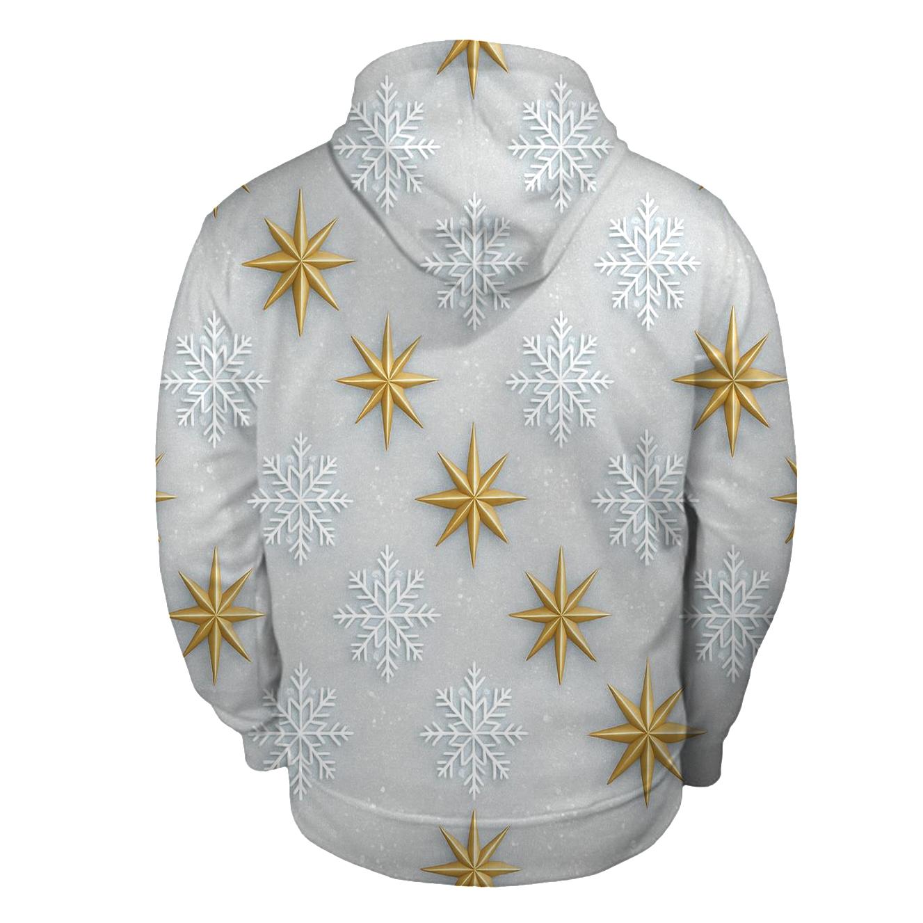 Star And Snowflake Diagonal Array On Light Gray Background hoodie trends