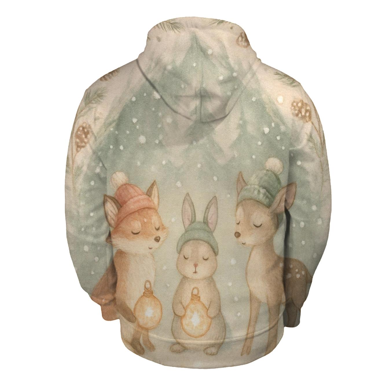 Winter Wildlife Carol In Pine Cathedral heavyweight hoodies