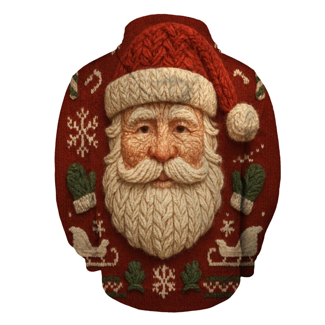 Knitted Pattern Candy Cane Santa hoodie trends