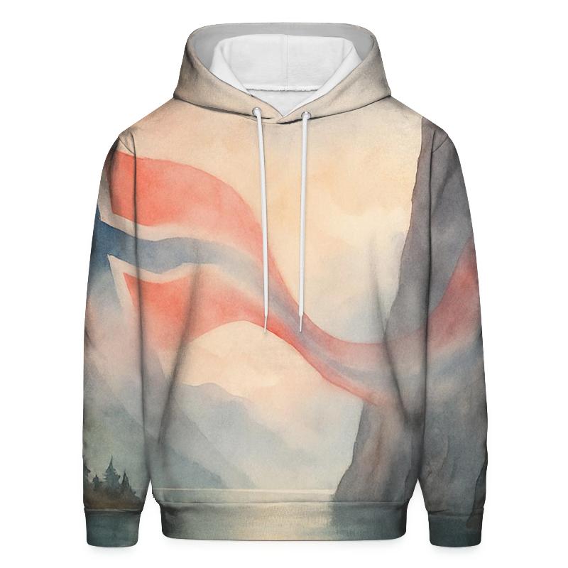 Norway Fjord Ribbon Flag graphic hoodies