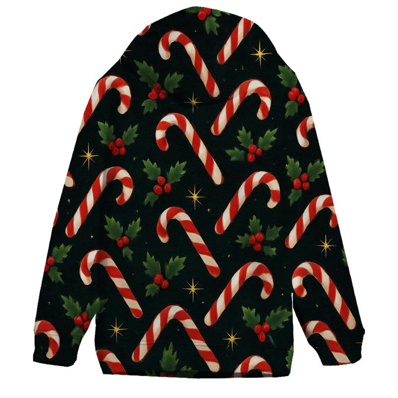 Candy Cane Aurora Chevron On Black Background lightweight hoodies