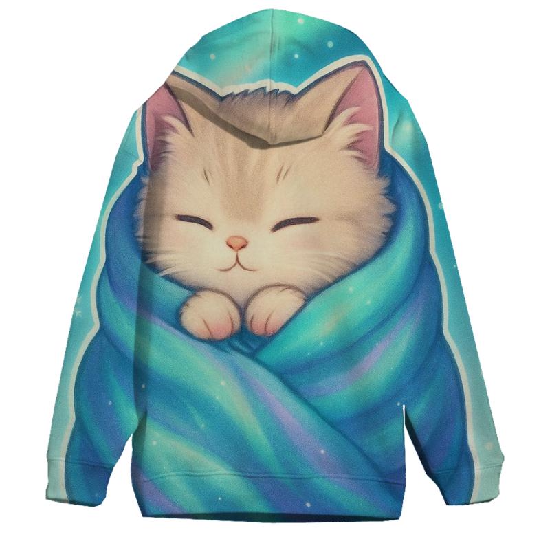 Aurora Blanket Burrito Kitty printed hoodies