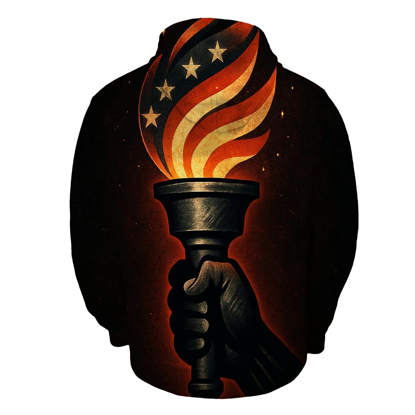 Torch Of Liberty In Steel And Stripes embroidered hoodies