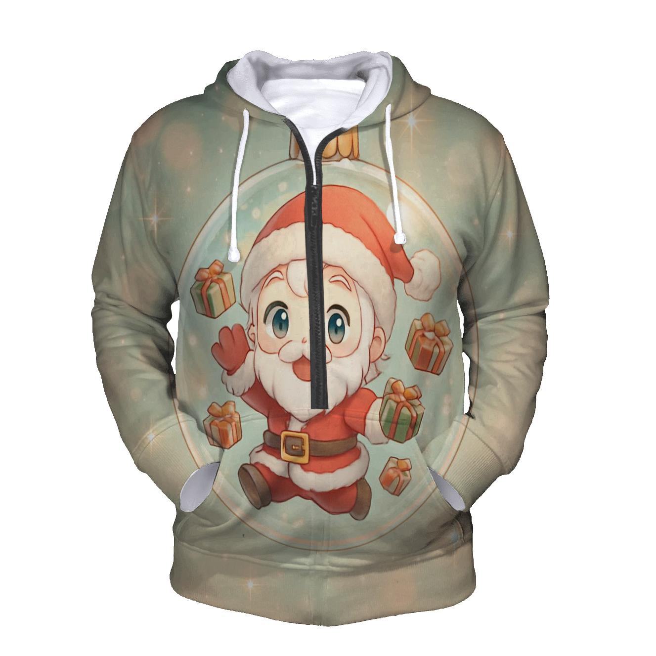 Chibi Santa In Ornament Bubble Float embroidered hoodies