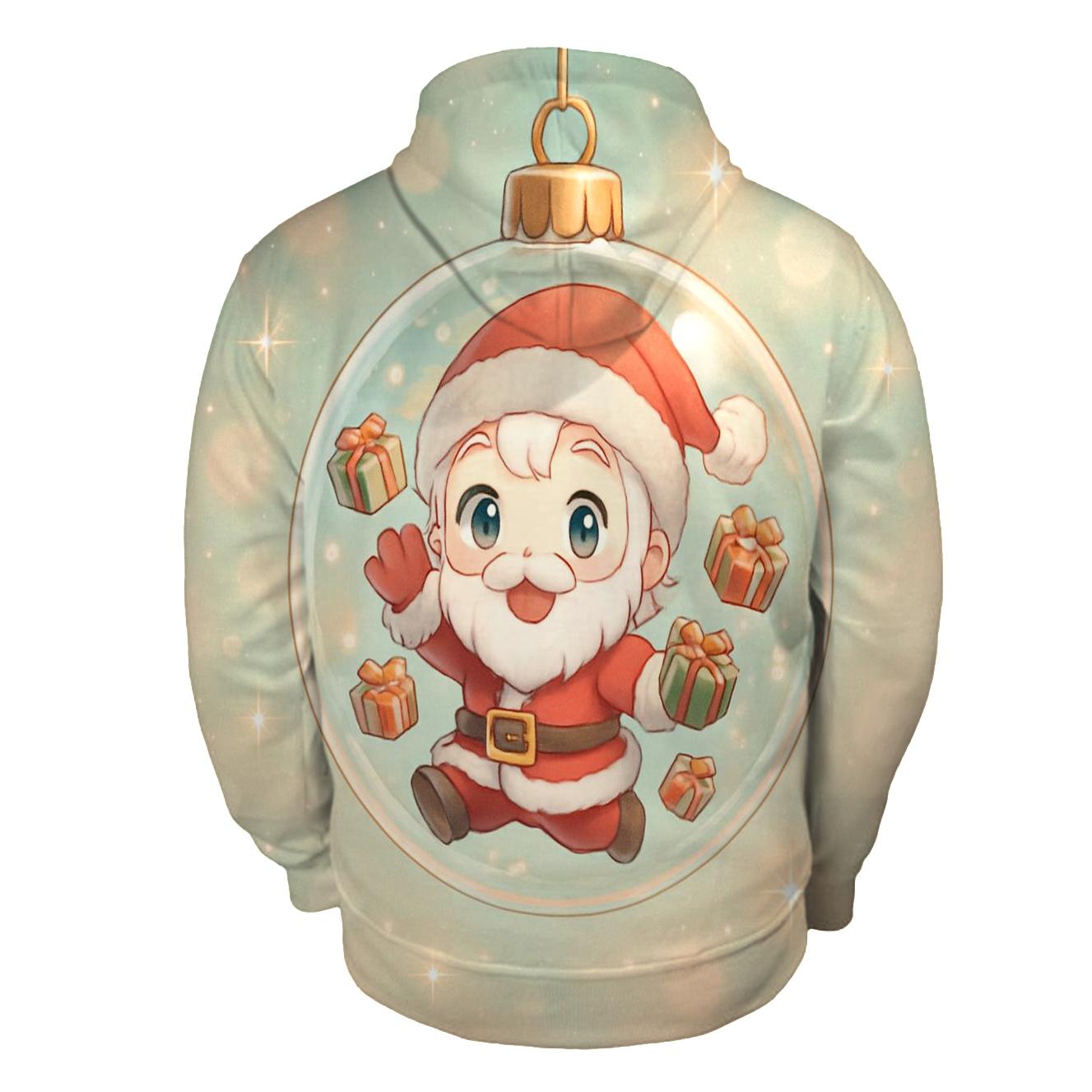 Chibi Santa In Ornament Bubble Float embroidered hoodies
