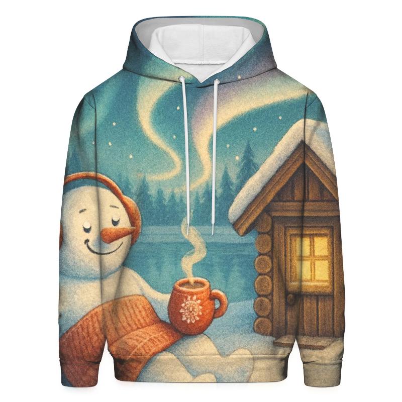 Snowman Sauna By The Northern Lights custom hoodies