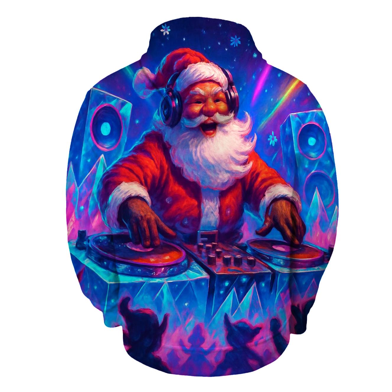 Santa DJ At The North Pole Rave zip-up hoodies