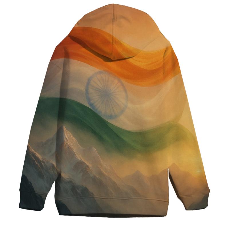 India Mountain Saffron Wave printed hoodies