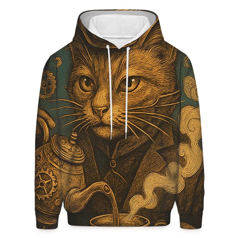 Clockwork Tea Ceremony Cat graphic hoodies