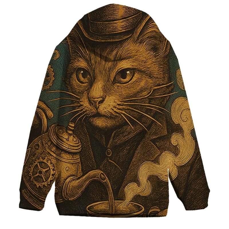 Clockwork Tea Ceremony Cat graphic hoodies