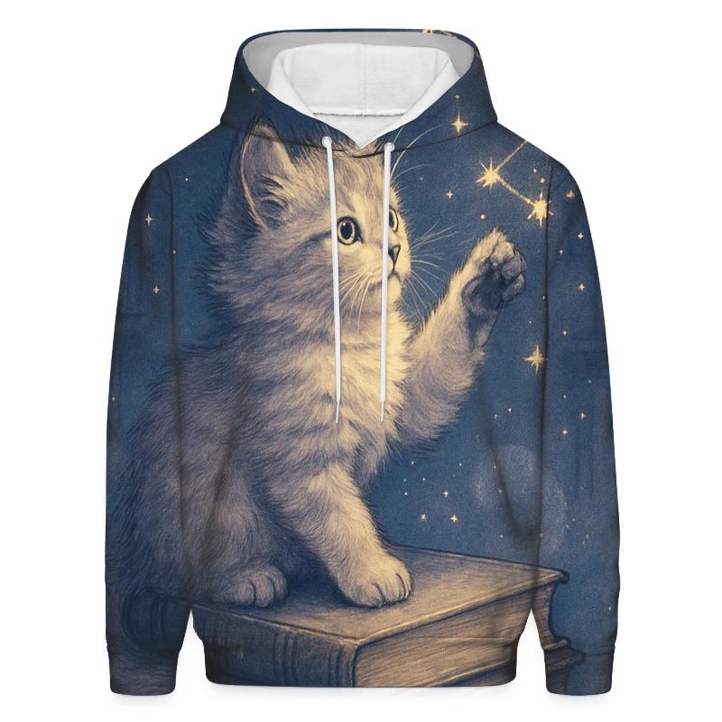 Starlit Library Cat Constellations hoodie designs