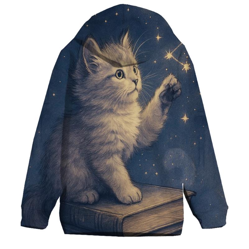 Starlit Library Cat Constellations hoodie designs