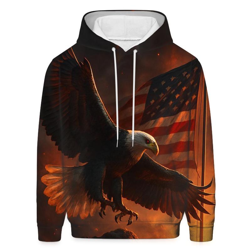 Eagle Over Firelit Flag Ridge embroidered hoodies