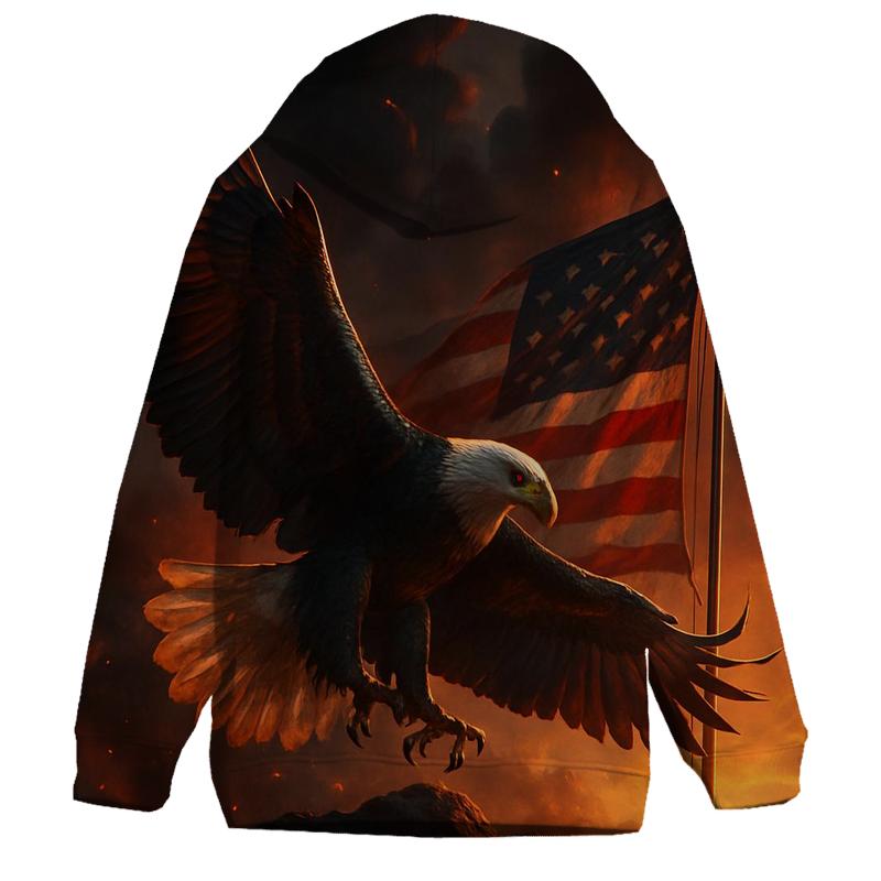 Eagle Over Firelit Flag Ridge embroidered hoodies