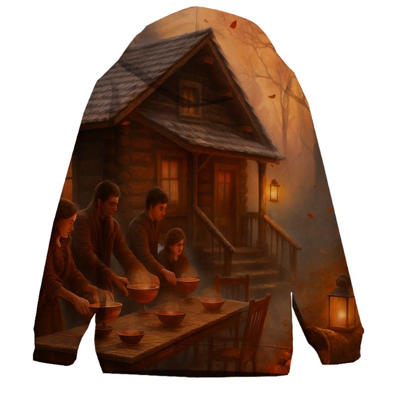 Autumn Cabin Feast Under First Frost designer hoodies