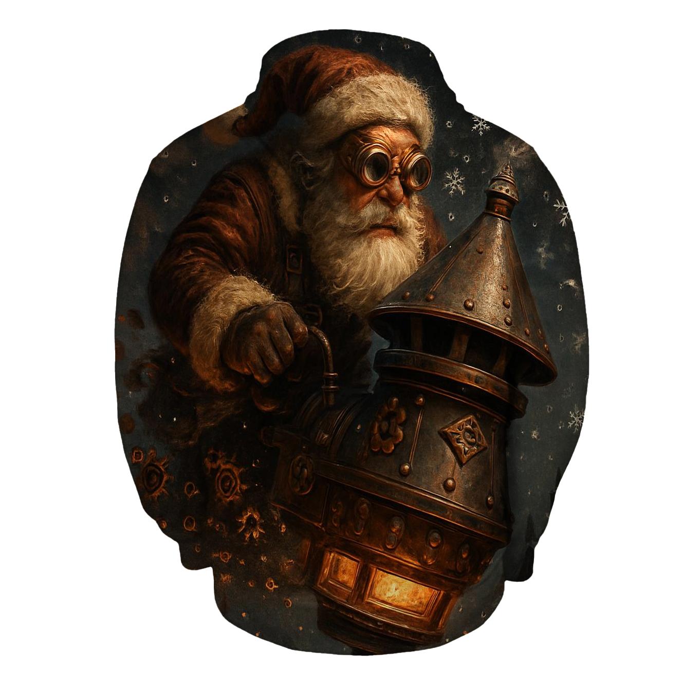 Steampunk Chimney Pilot Santa printed hoodies
