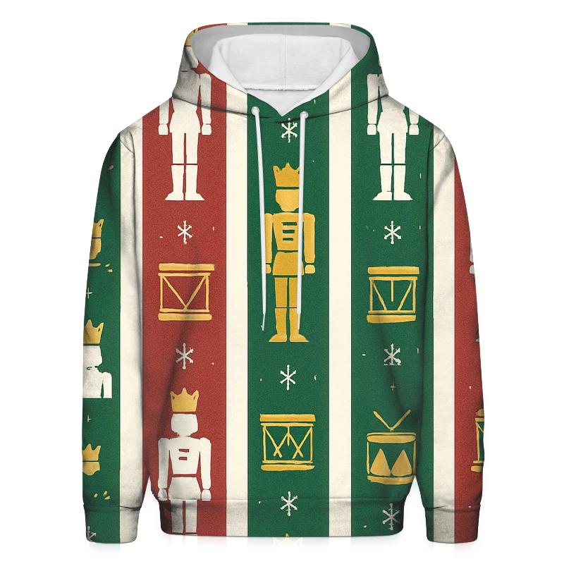 Nutcracker Parade Stripe Repeat On White Background embroidered hoodies