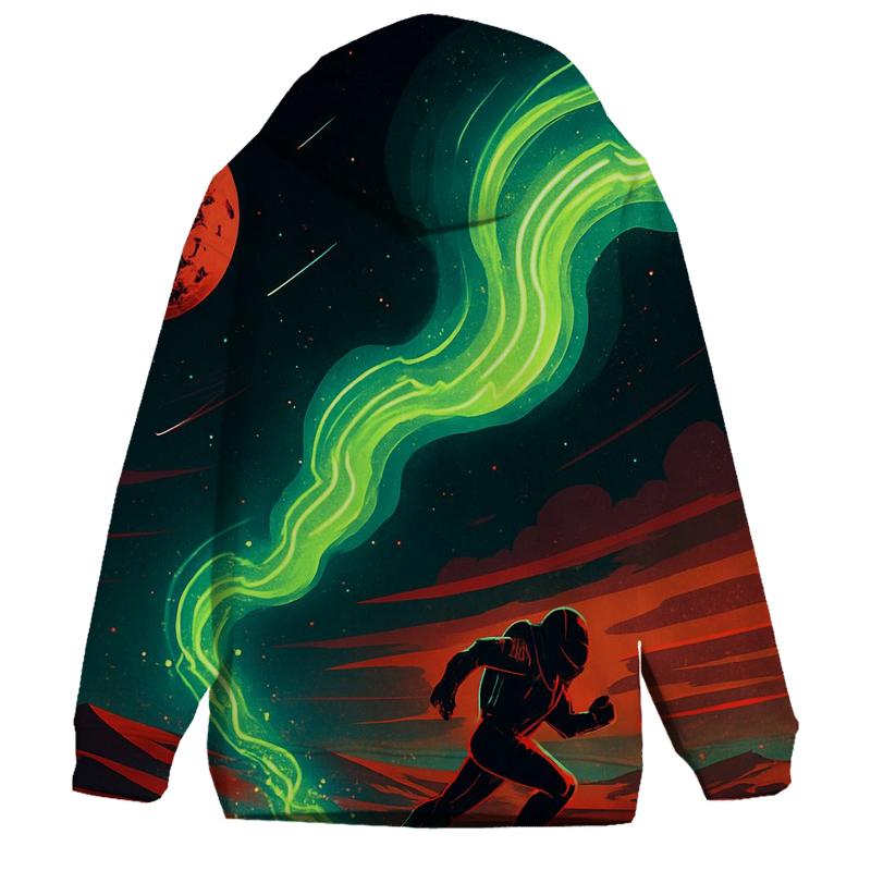 Aurora Circuit Over Mars Dunes embroidered hoodies