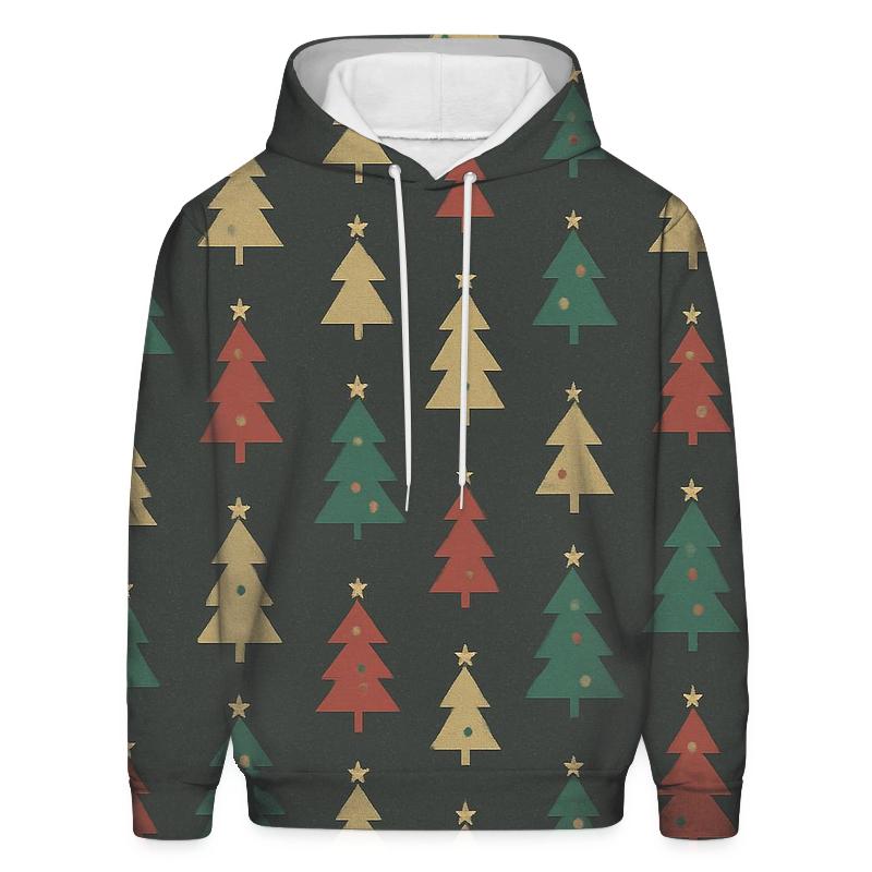 Christmas Tree Icon Micro Grid On Charcoal Background printed hoodies
