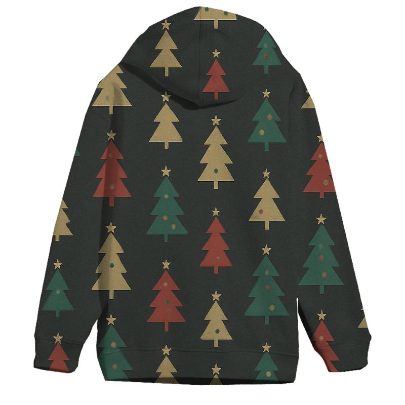 Christmas Tree Icon Micro Grid On Charcoal Background printed hoodies
