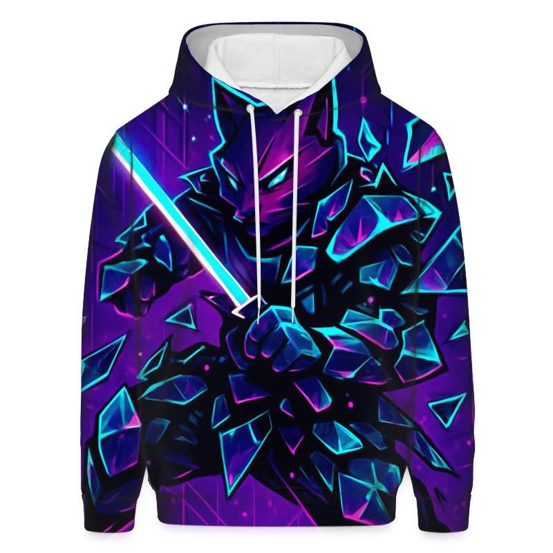 Glass Shard Cyber Samurai Cat designer hoodies