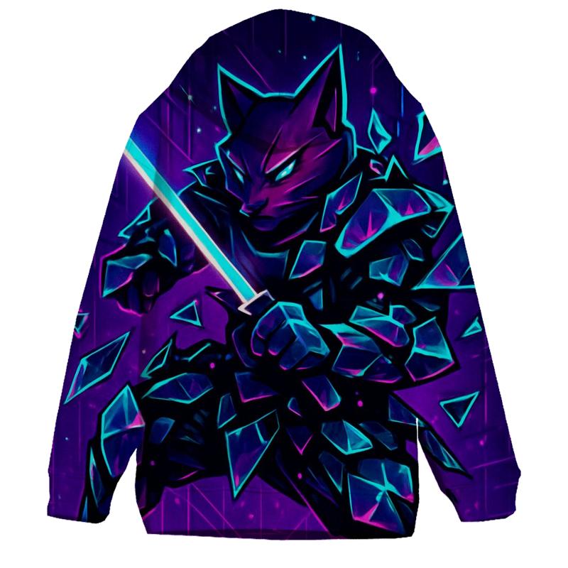 Glass Shard Cyber Samurai Cat designer hoodies