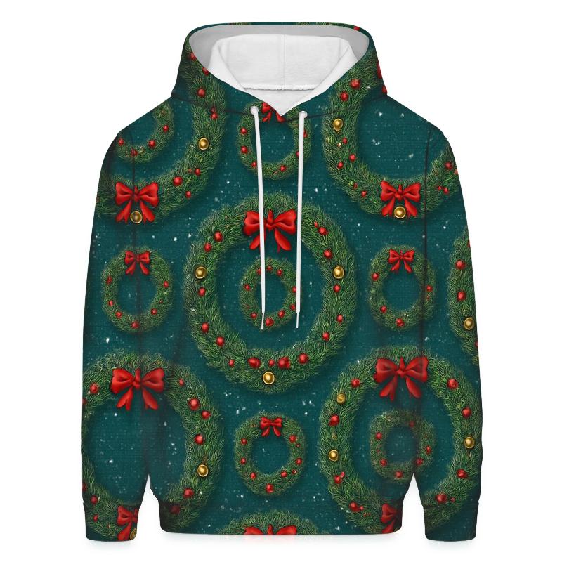 Wreath Ring Concentric Repeat On Teal Background premium hoodies