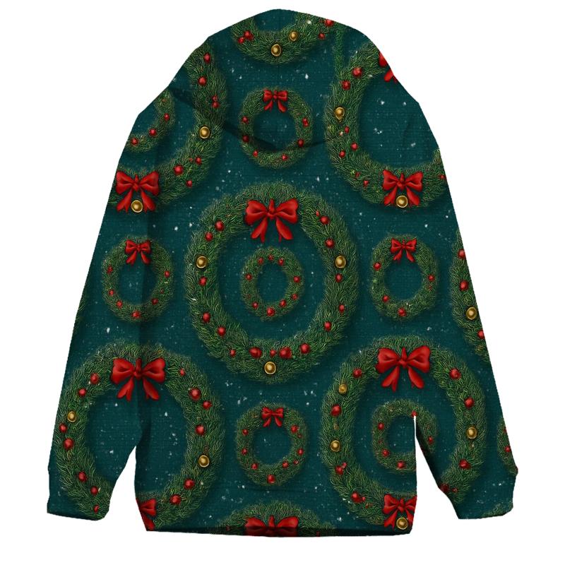 Wreath Ring Concentric Repeat On Teal Background premium hoodies