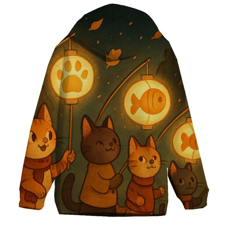 Autumn Lantern Parade Cats graphic hoodies