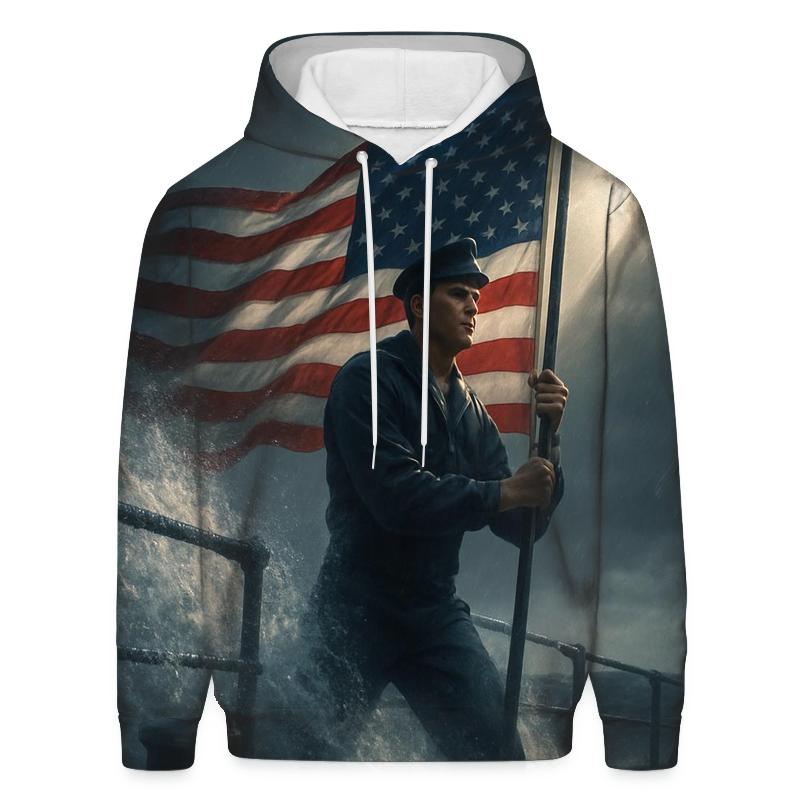 Shipwake Stars And Naval Flag Resolve embroidered hoodies